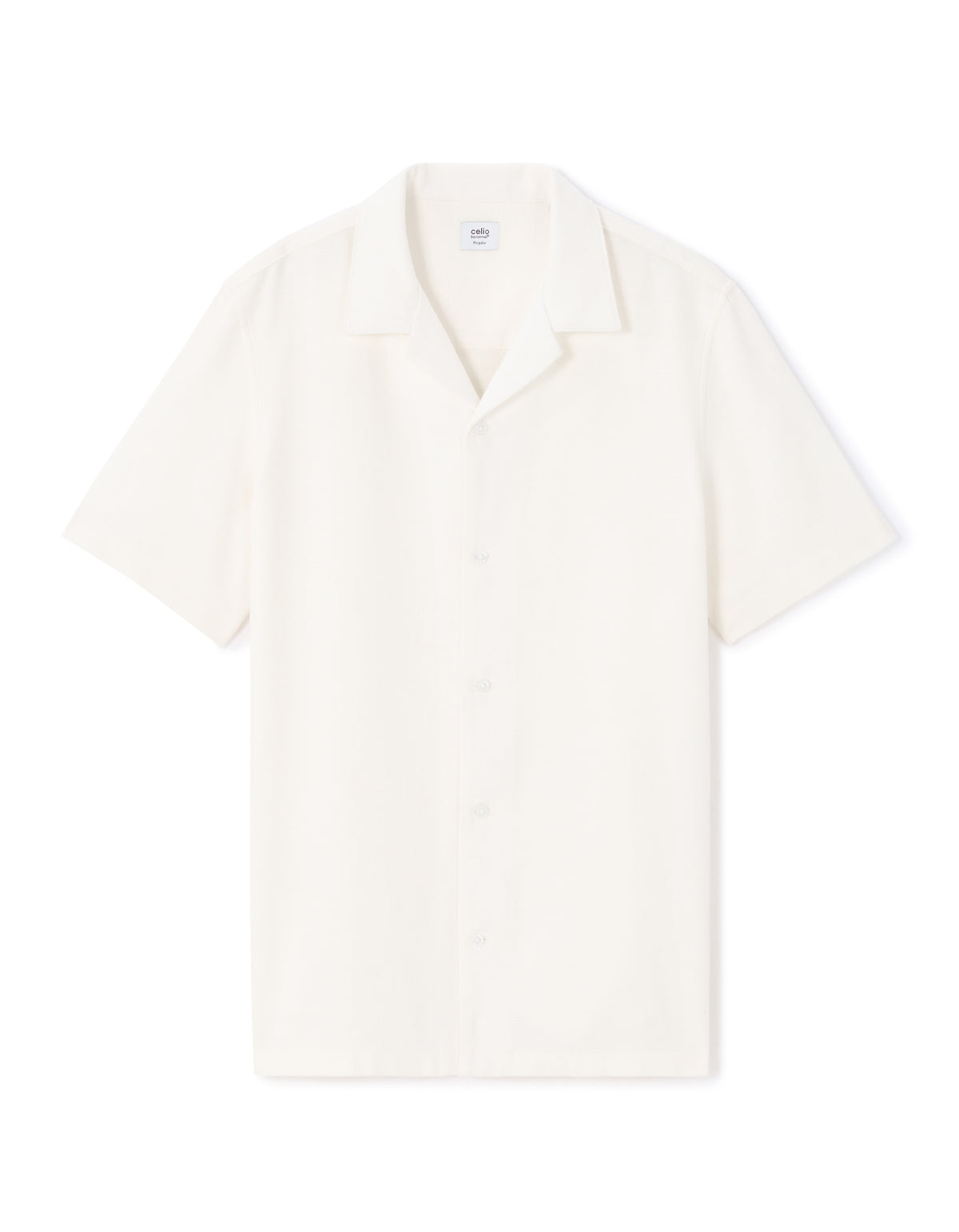 Regular Fit 100% Cotton Cuban Collar Shirt - White