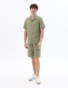 Regular Fit 100% Cotton Cuban Collar Shirt - Khaki