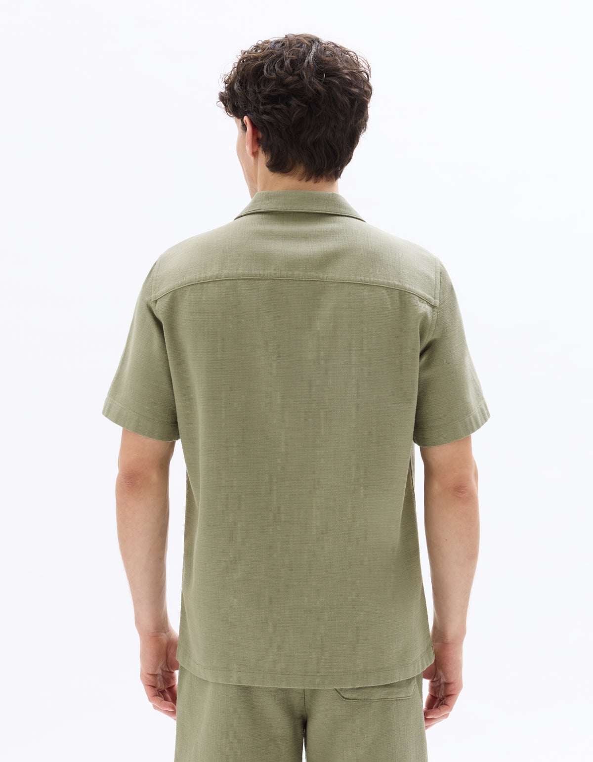 Regular Fit 100% Cotton Cuban Collar Shirt - Khaki