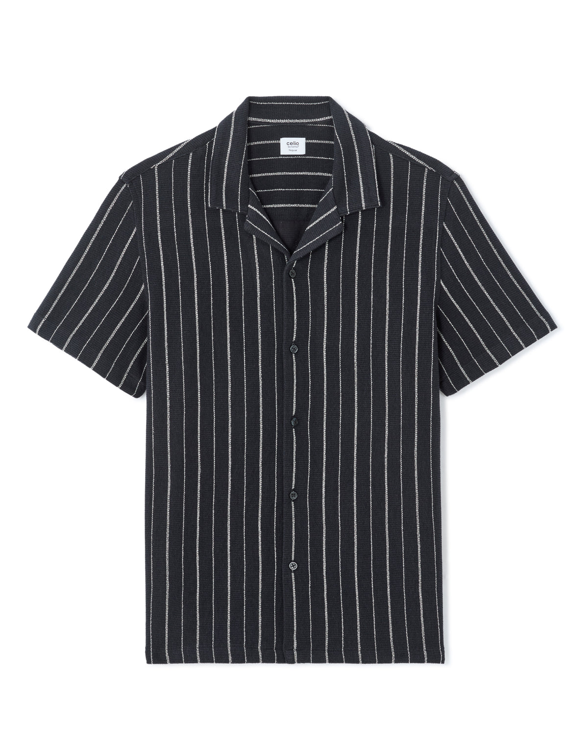Regular Fit 100% Cotton Cuban Collar Shirt - Navy Blue