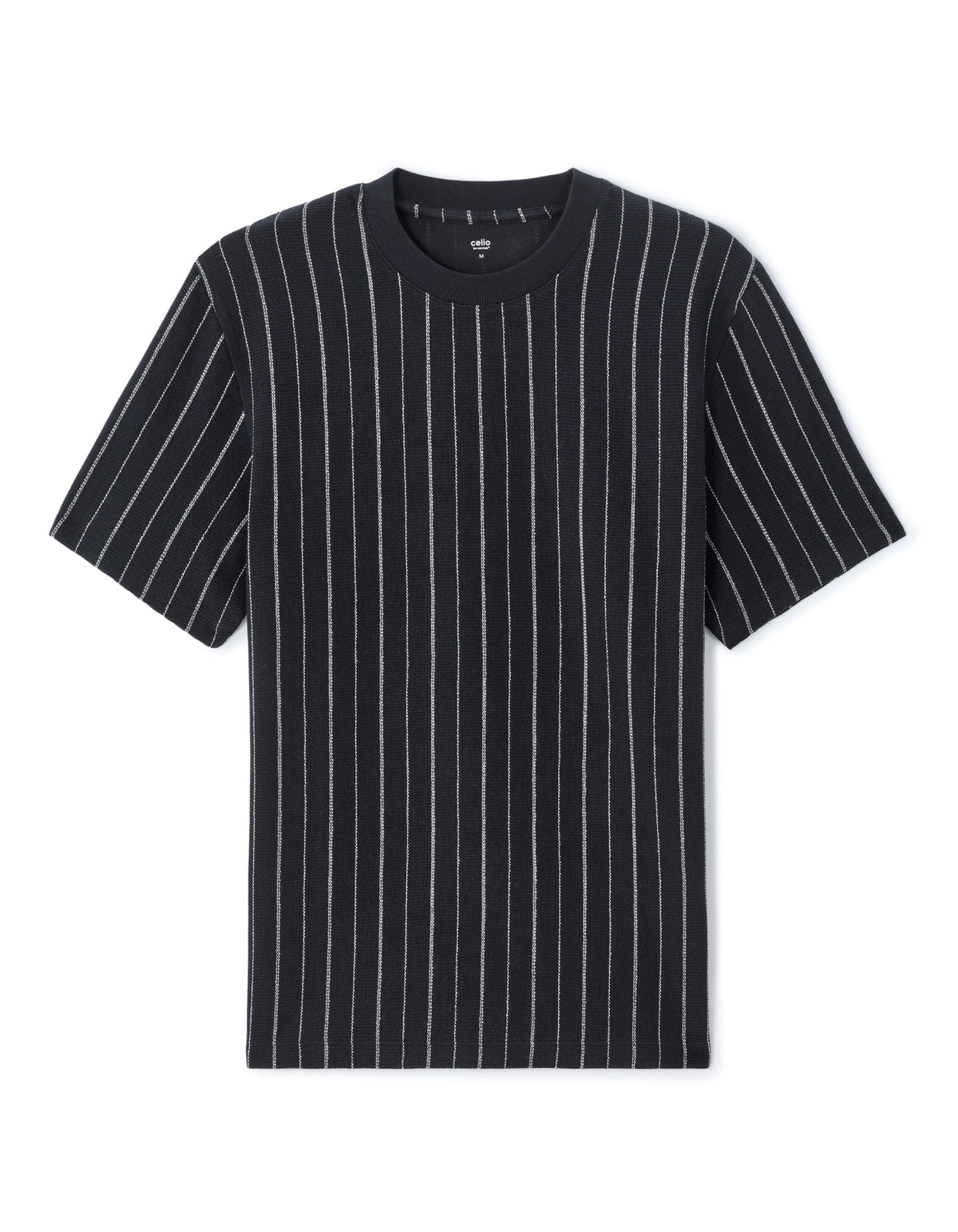 Boxy Fit Polyester Crew Neck T-Shirt - Navy Blue