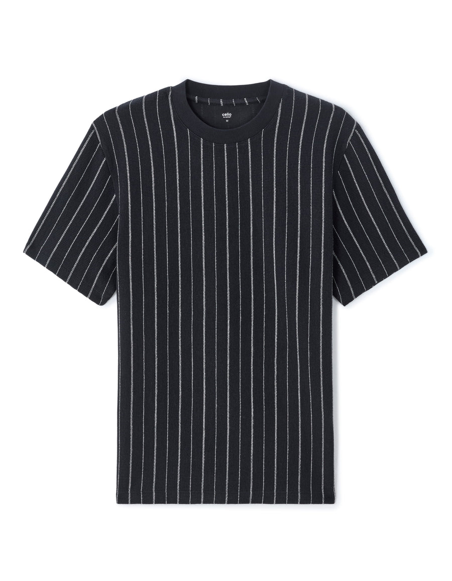Boxy Fit Polyester Crew Neck T-Shirt - Navy Blue