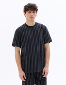 Boxy Fit Polyester Crew Neck T-Shirt - Navy Blue