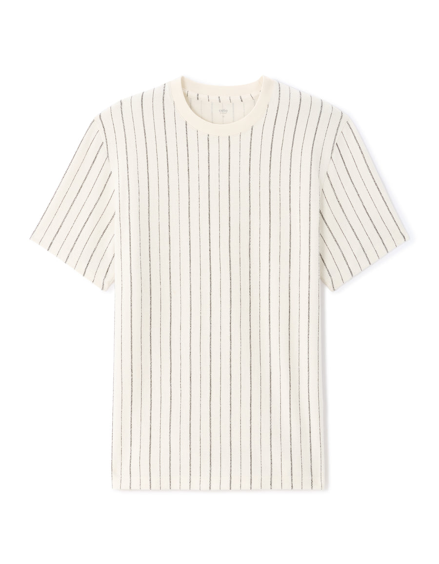 Boxy Fit Polyester Crew Neck T-Shirt - Ecru