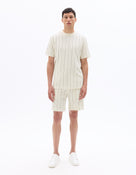 Boxy Fit Polyester Crew Neck T-Shirt - Ecru