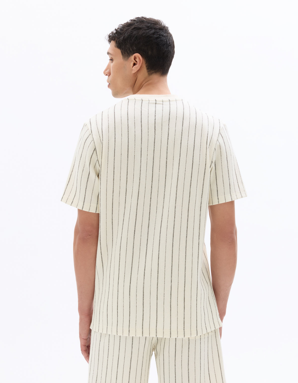 Boxy Fit Polyester Crew Neck T-Shirt - Ecru