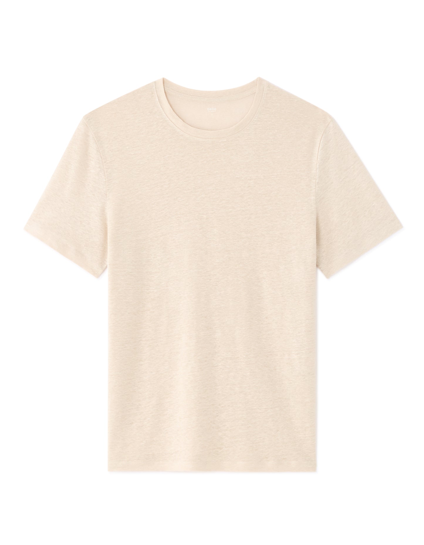 Celio Mens Beige Solid Regular Fit Linen T-Shirts
