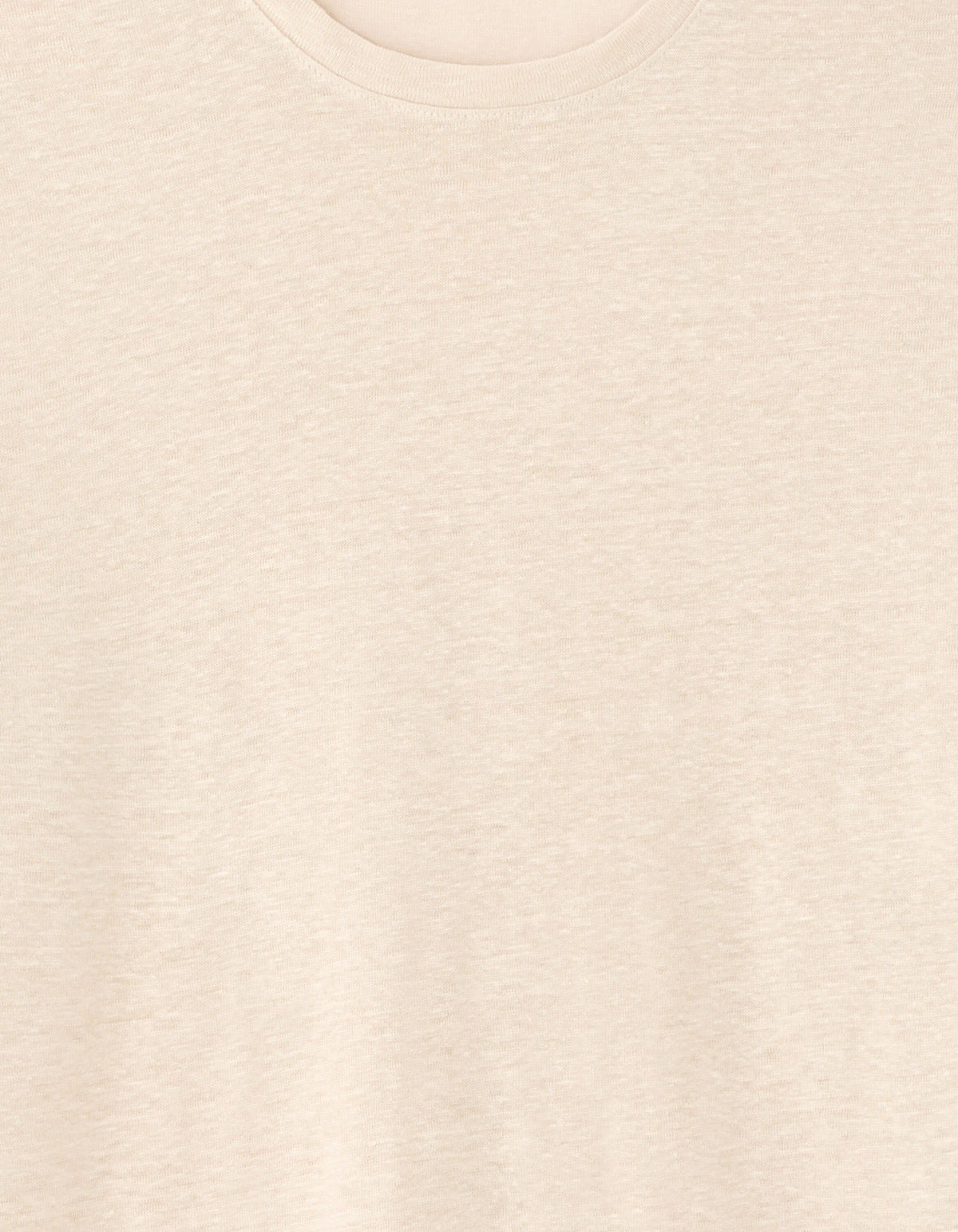 Regular Fit 100% Linen Crew Neck T-Shirt - Light Beige