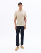 Regular Fit 100% Linen Crew Neck T-Shirt - Light Beige