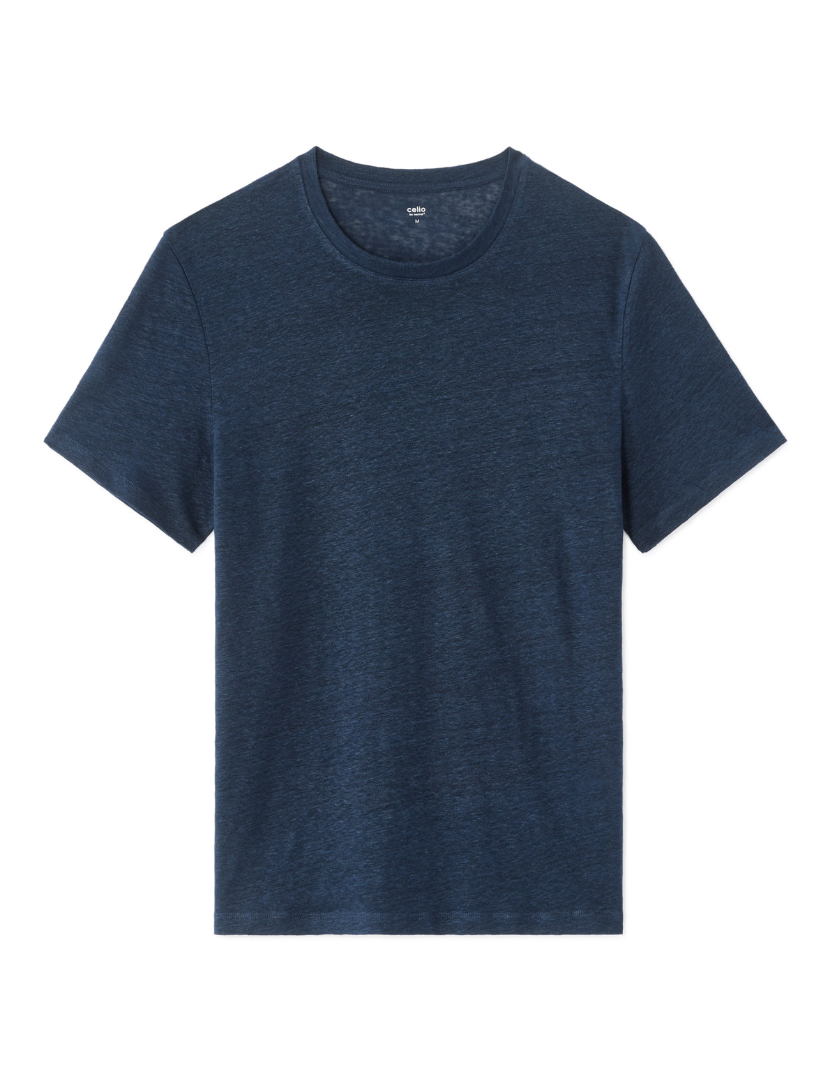 Regular Fit 100% Linen Crew Neck T-Shirt - Navy Blue