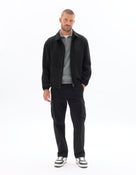 Regular Fit 100% Polyester Spread Collar Jacket - Black