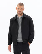 Regular Fit 100% Polyester Spread Collar Jacket - Black