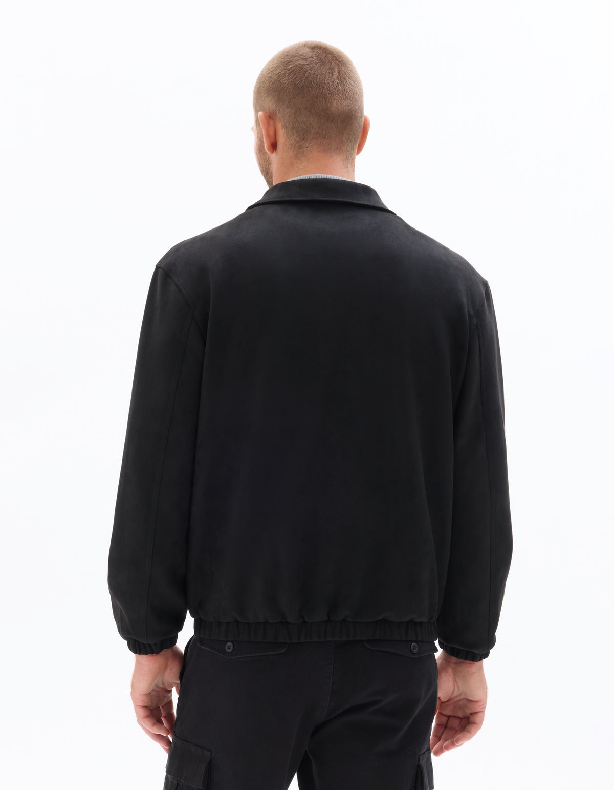 Regular Fit 100% Polyester Spread Collar Jacket - Black