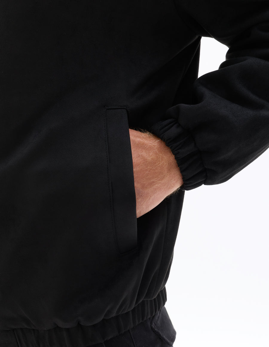 Regular Fit 100% Polyester Spread Collar Jacket - Black