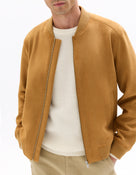 Regular Fit Polyester Mock Neck Jacket - Brown