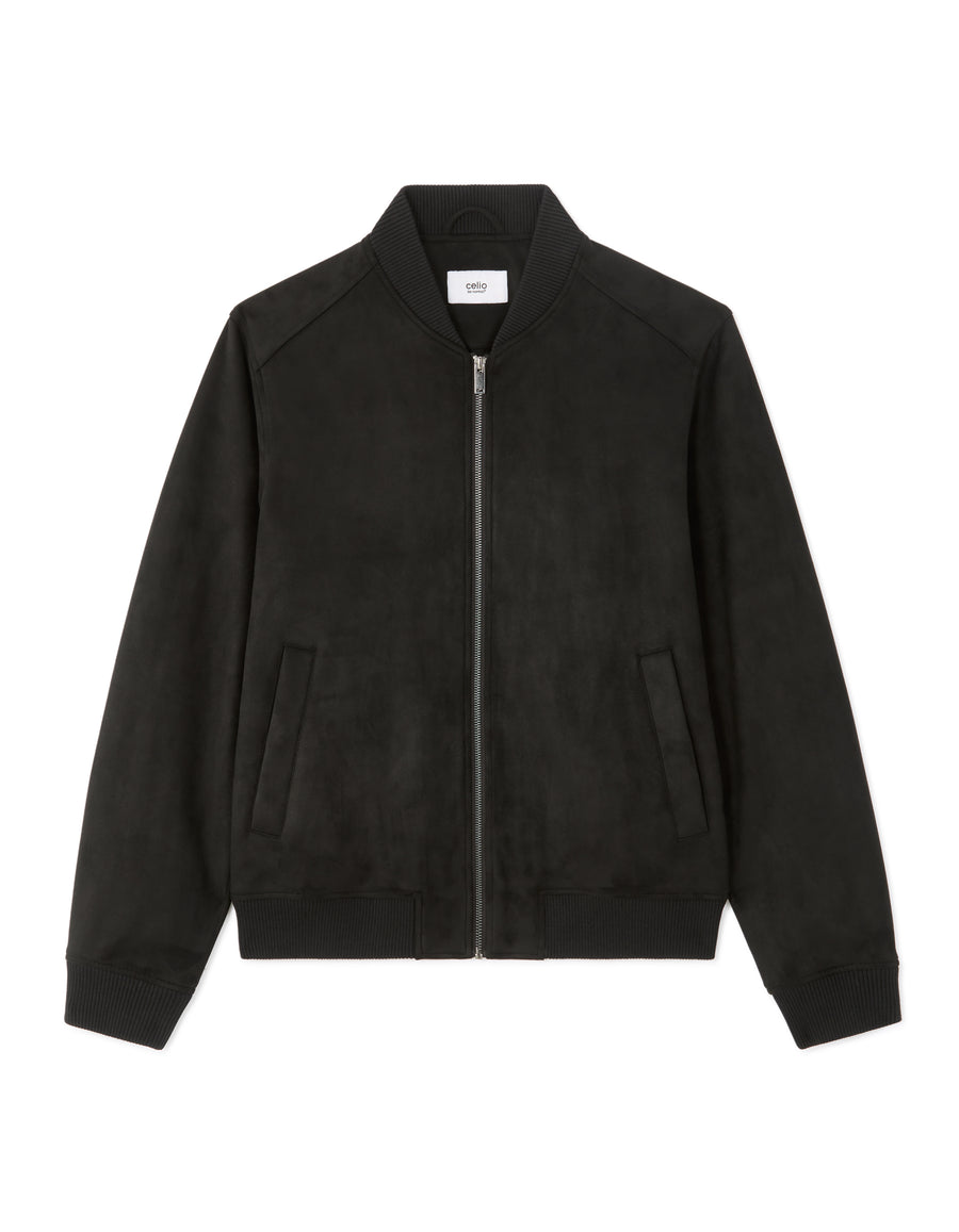 Regular Fit Polyester Mock Neck Jacket - Black