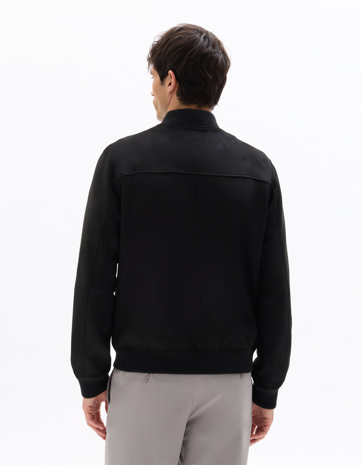 Regular Fit Polyester Mock Neck Jacket - Black