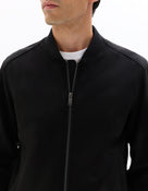 Regular Fit Polyester Mock Neck Jacket - Black