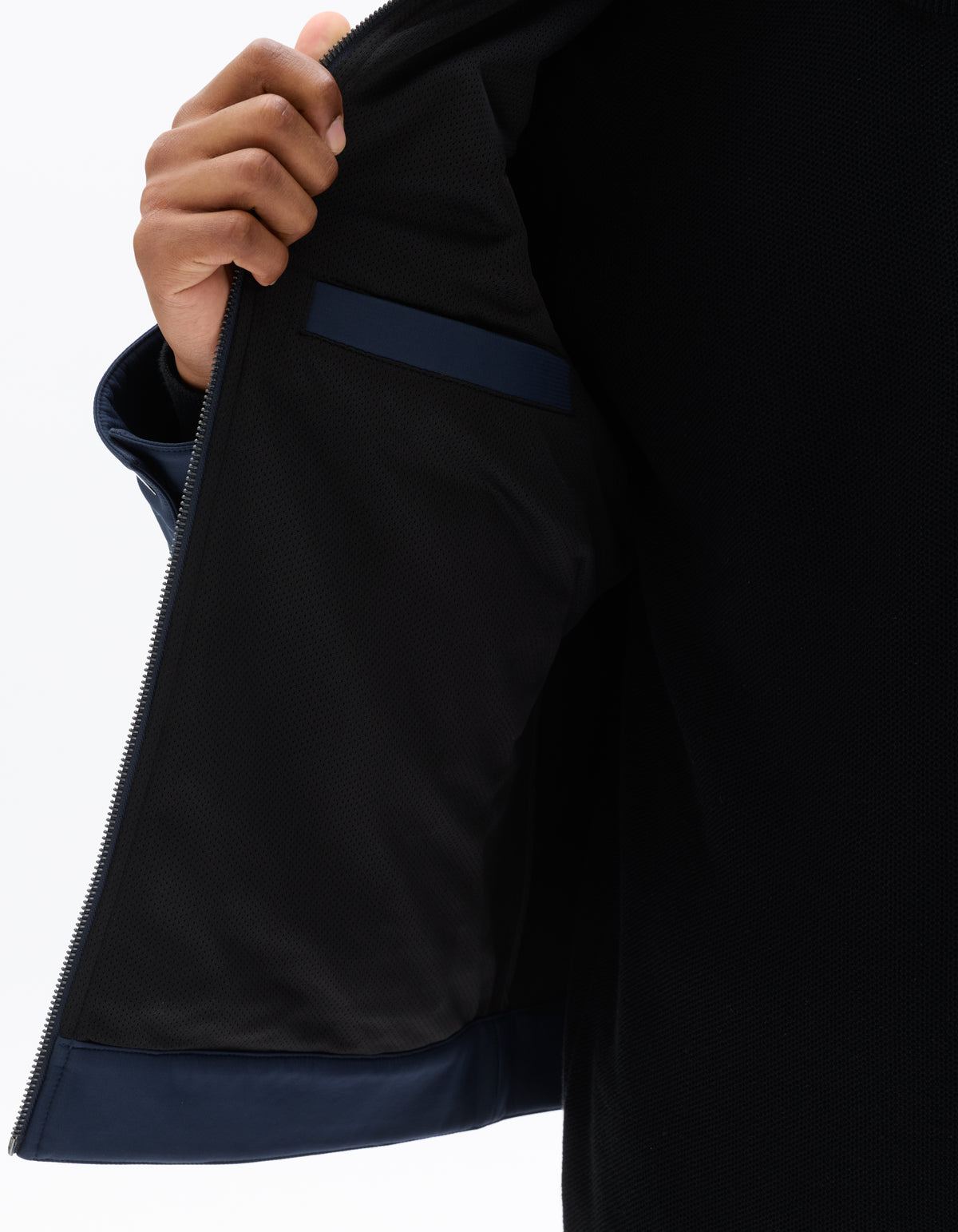 Regular Fit 100% Polyester High Neck Jacket - Navy Blue