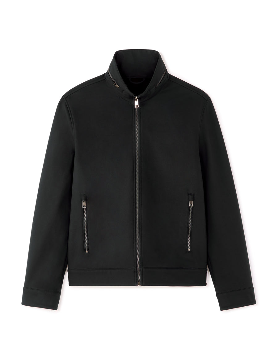 Regular Fit 100% Polyester Mock Jacket - Black