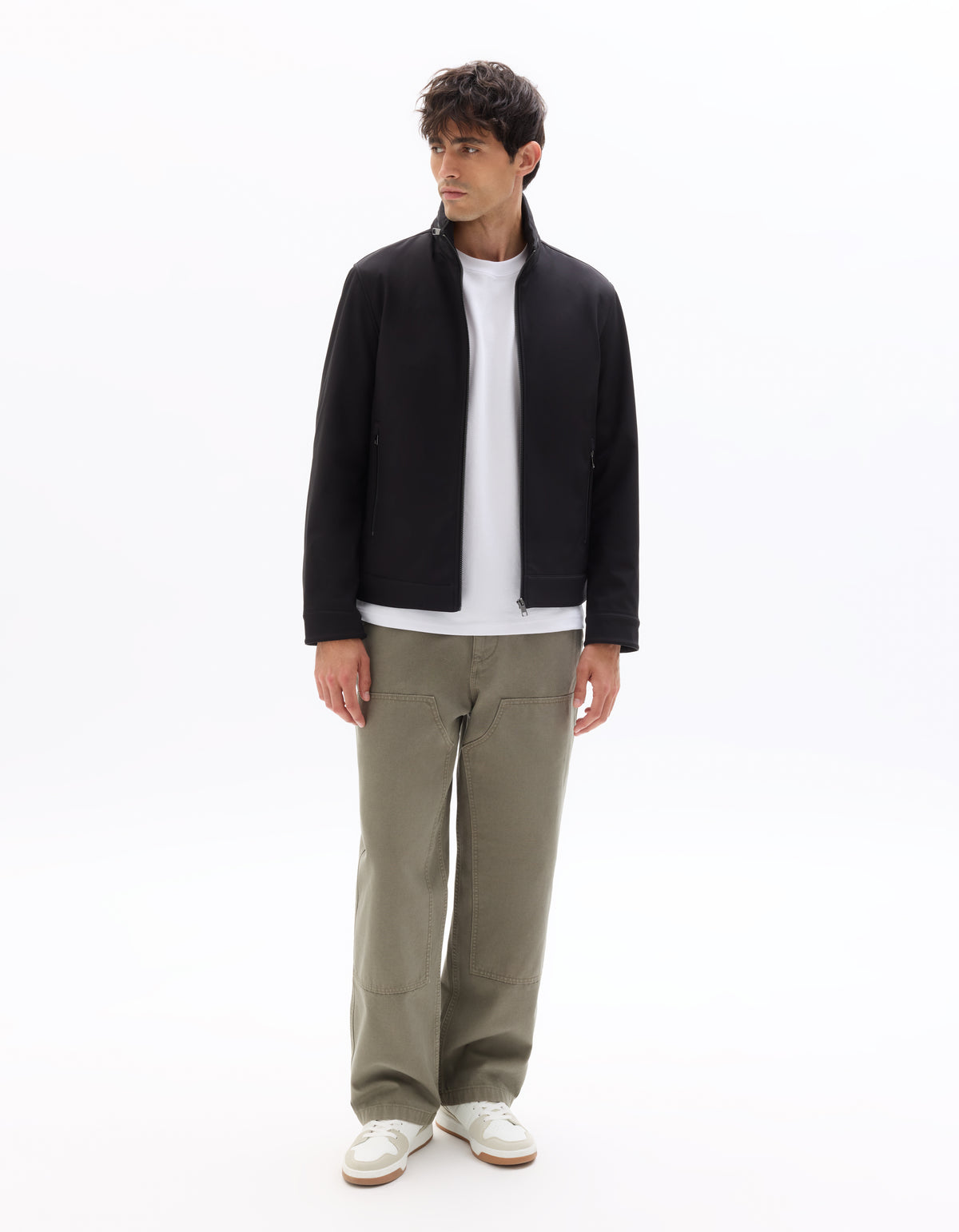 Regular Fit 100% Polyester Mock Jacket - Black