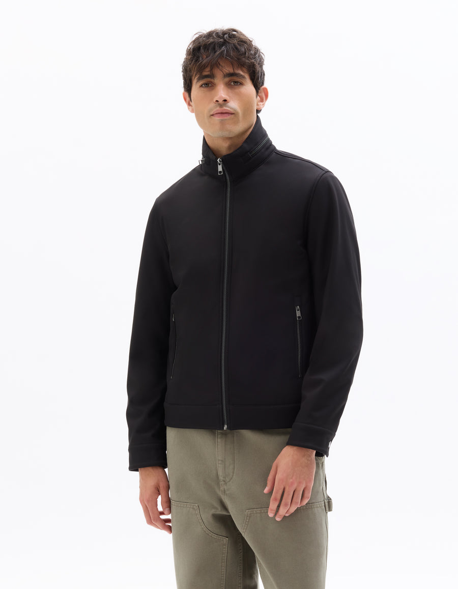 Regular Fit 100% Polyester Mock Jacket - Black