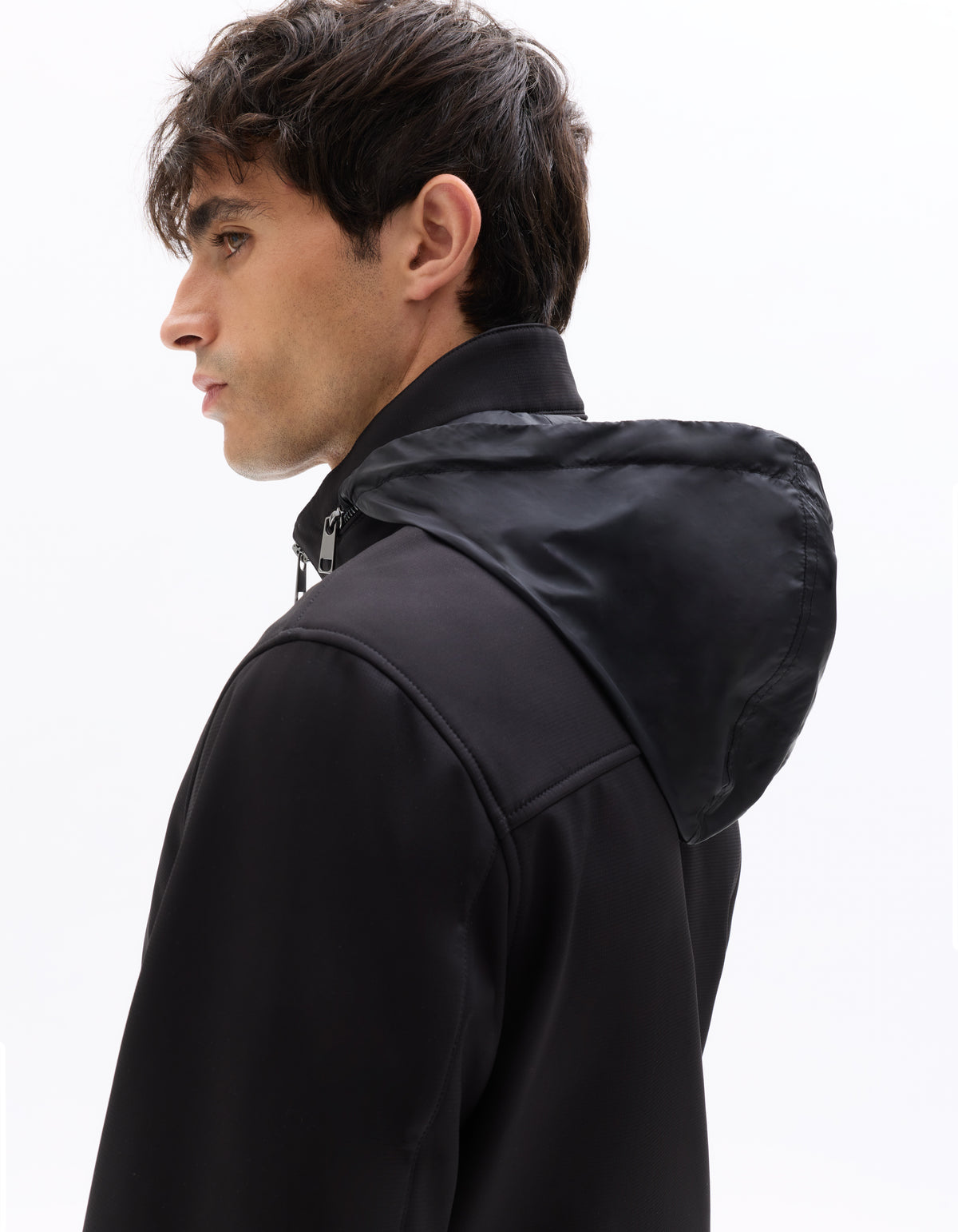Regular Fit 100% Polyester Mock Jacket - Black