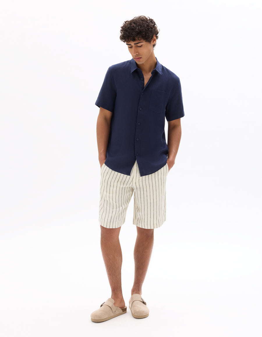Regular Fit 100% Linen Shorts - White