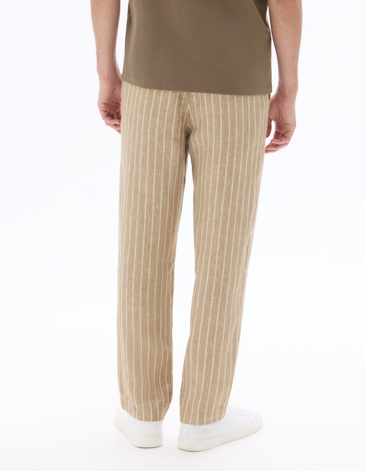 Straight Fit 100% Linen Trousers - Brown