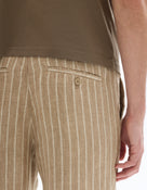 Straight Fit 100% Linen Trousers - Brown