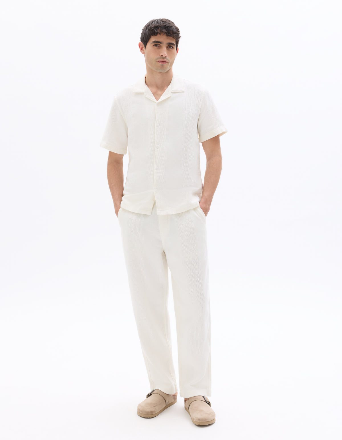 Relaxed Fit 100% Cotton Casual Trousers - White