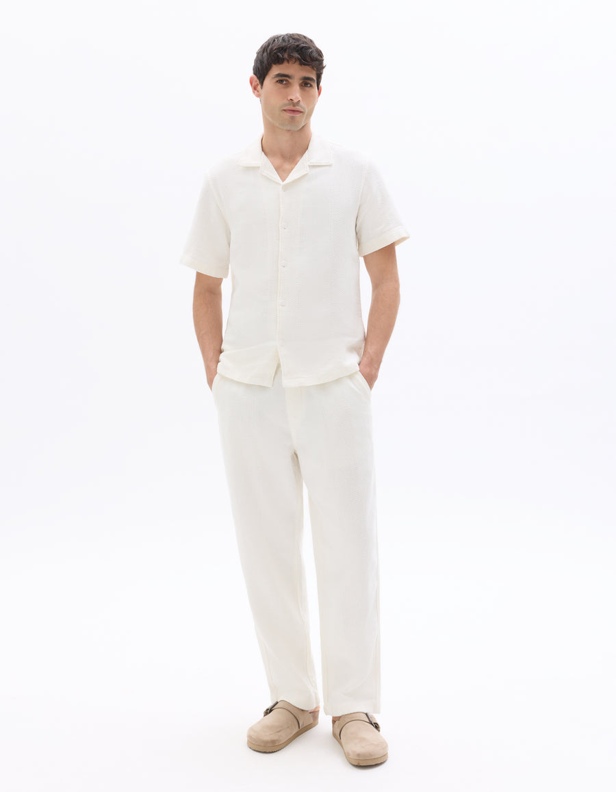 Relaxed Fit 100% Cotton Casual Trousers - White