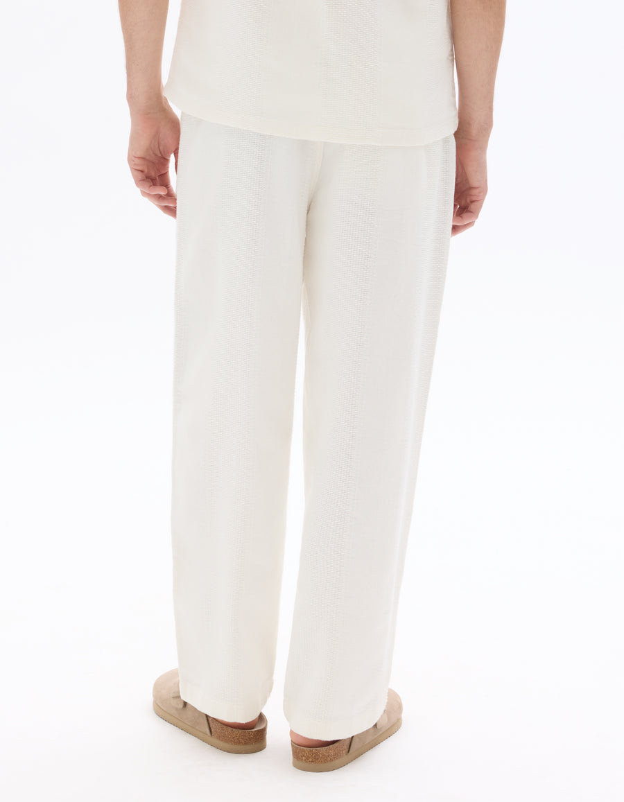 Relaxed Fit 100% Cotton Casual Trousers - White