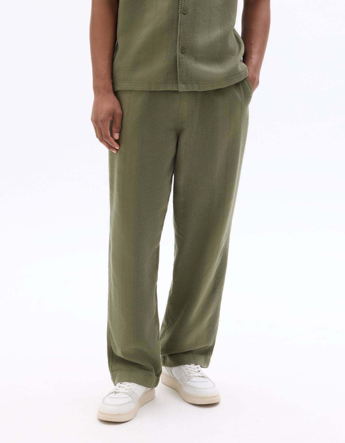 Relaxed Fit 100% Cotton Casual Trousers - Khaki