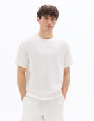 Boxy Fit Cotton Blend Crew Neck T-Shirt - White