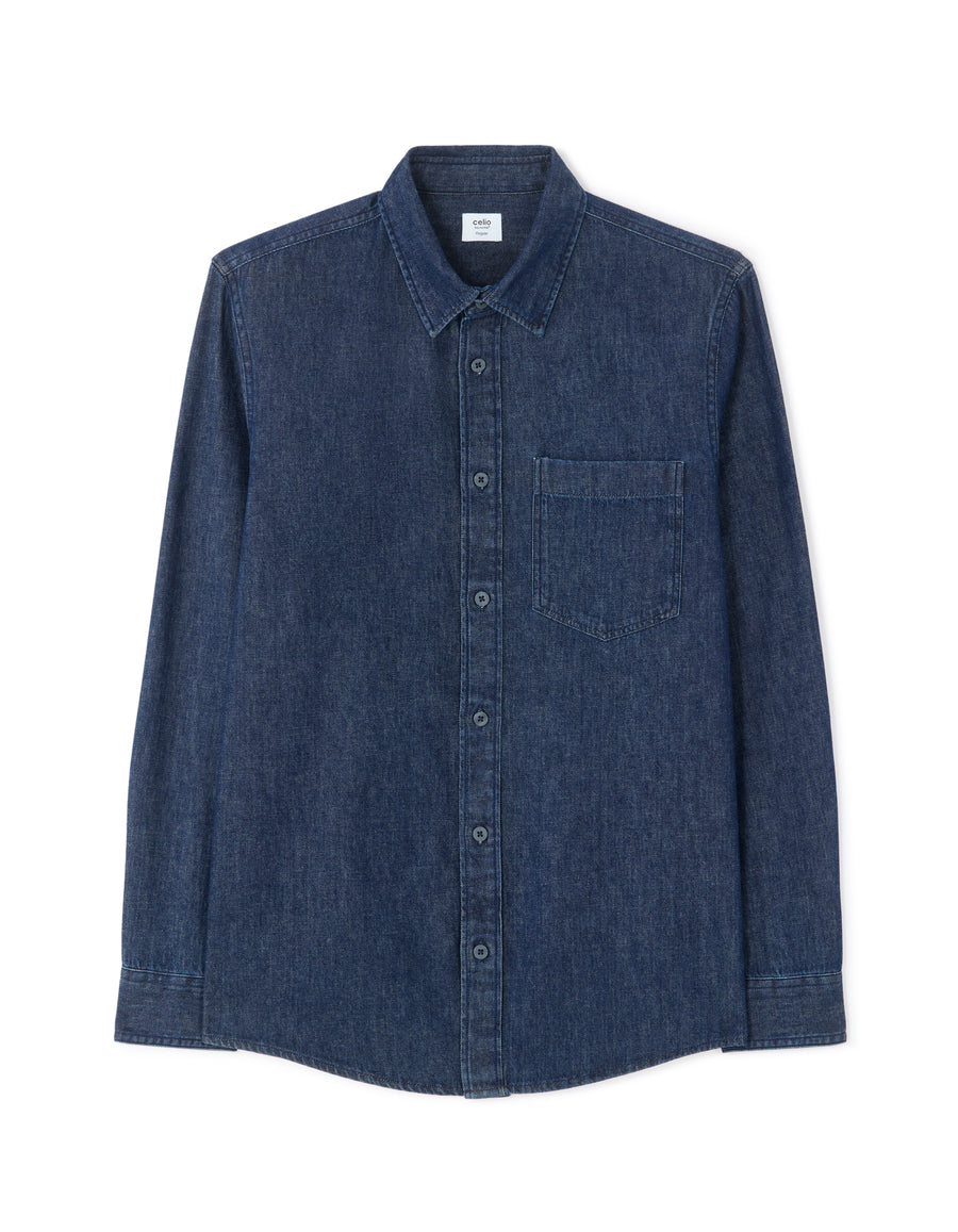Regular Fit 100% Cotton Spread Collar Shirt - Blue