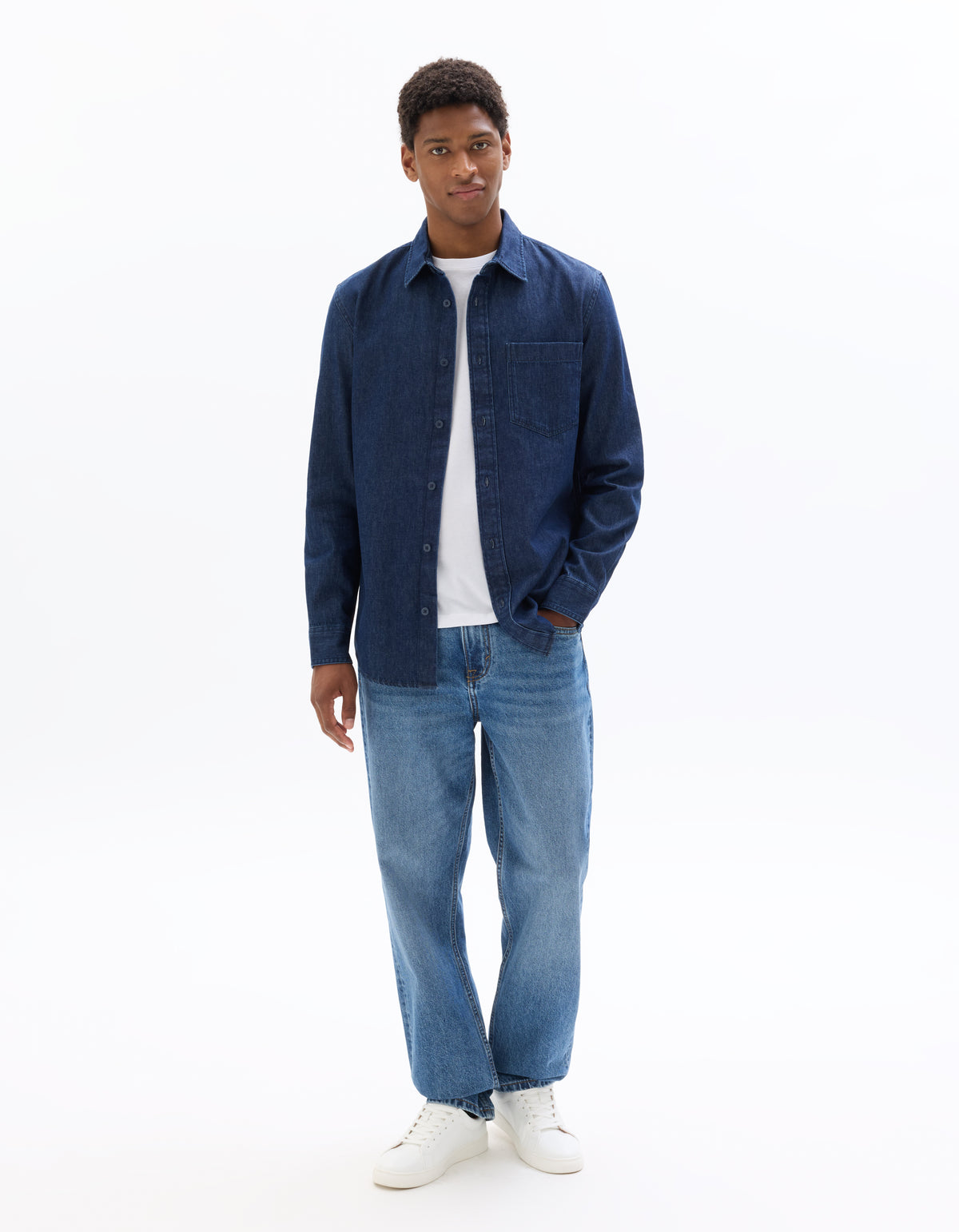 Regular Fit 100% Cotton Spread Collar Shirt - Blue