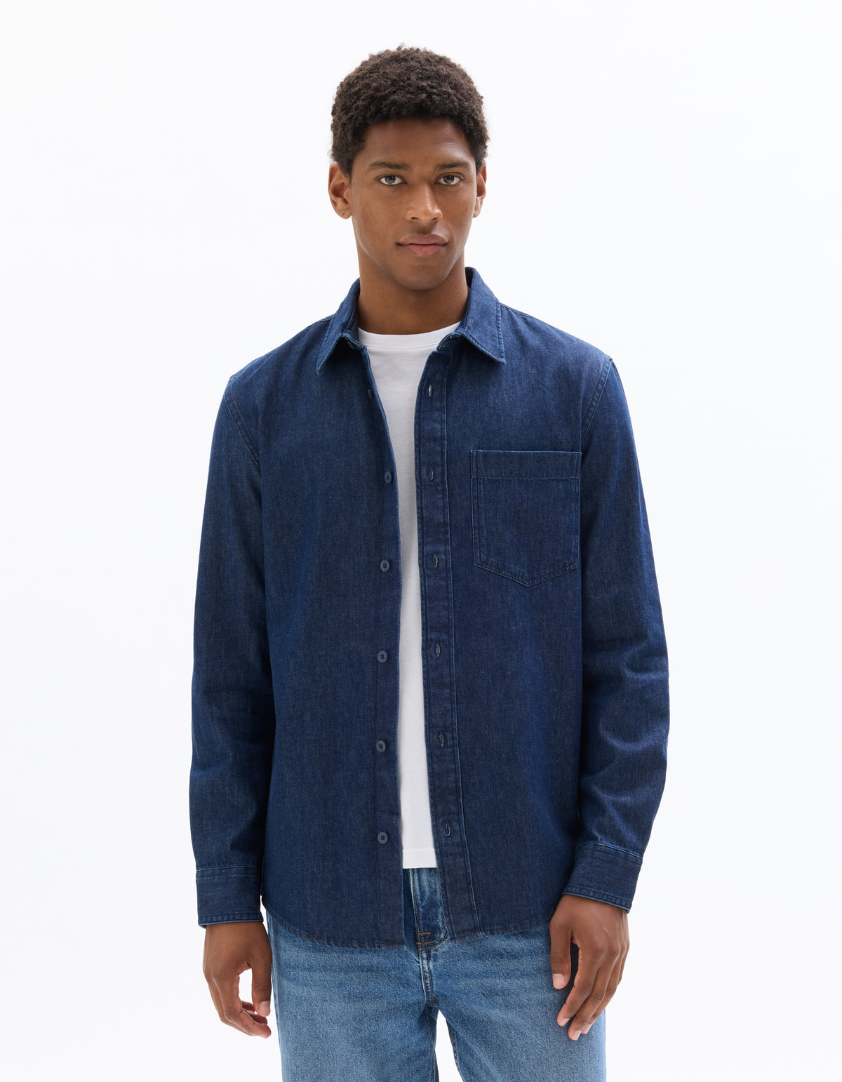 Regular Fit 100% Cotton Spread Collar Shirt - Blue