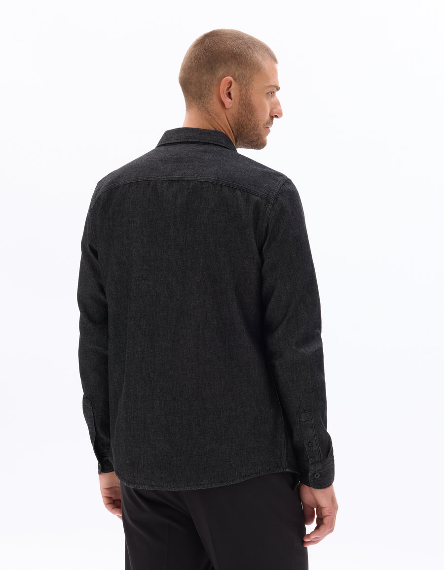 Regular Fit 100% Cotton Spread Collar Shirt - Black
