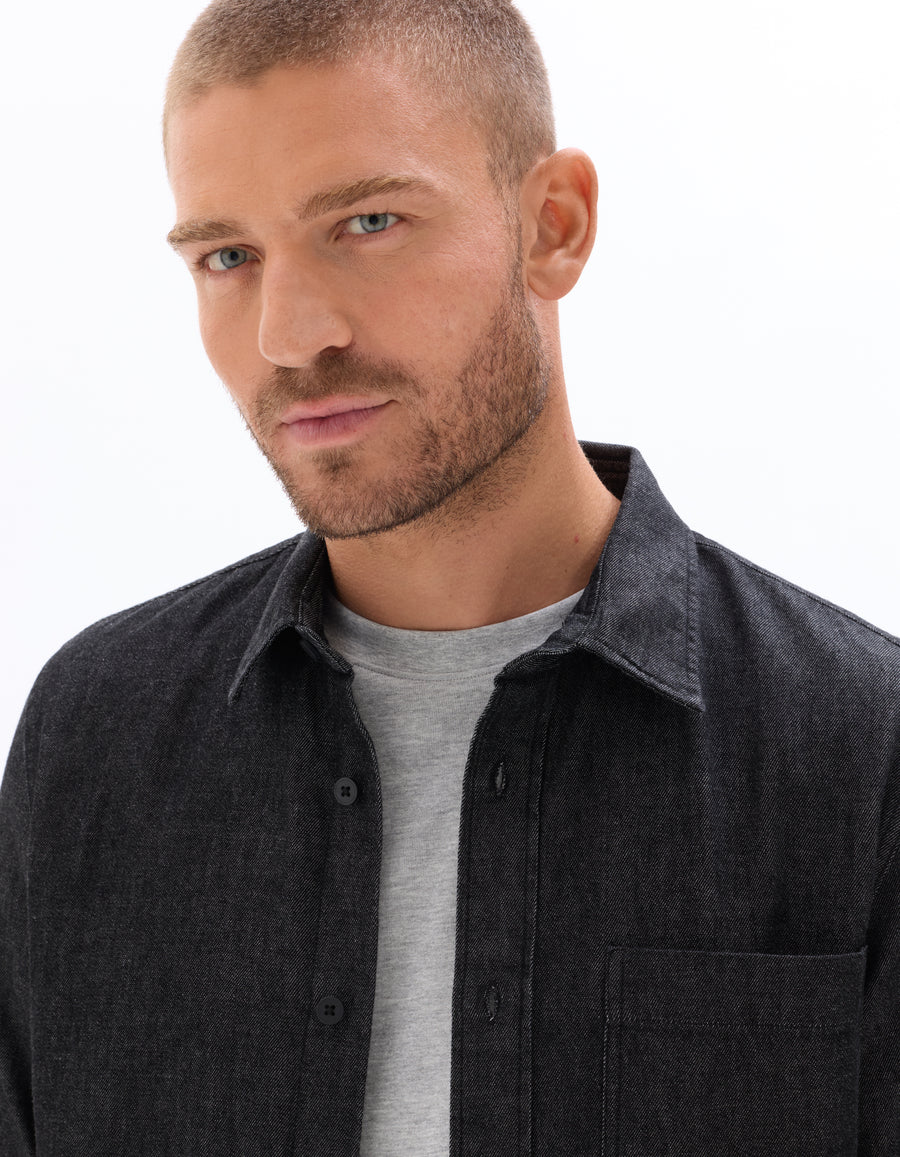 Regular Fit 100% Cotton Spread Collar Shirt - Black