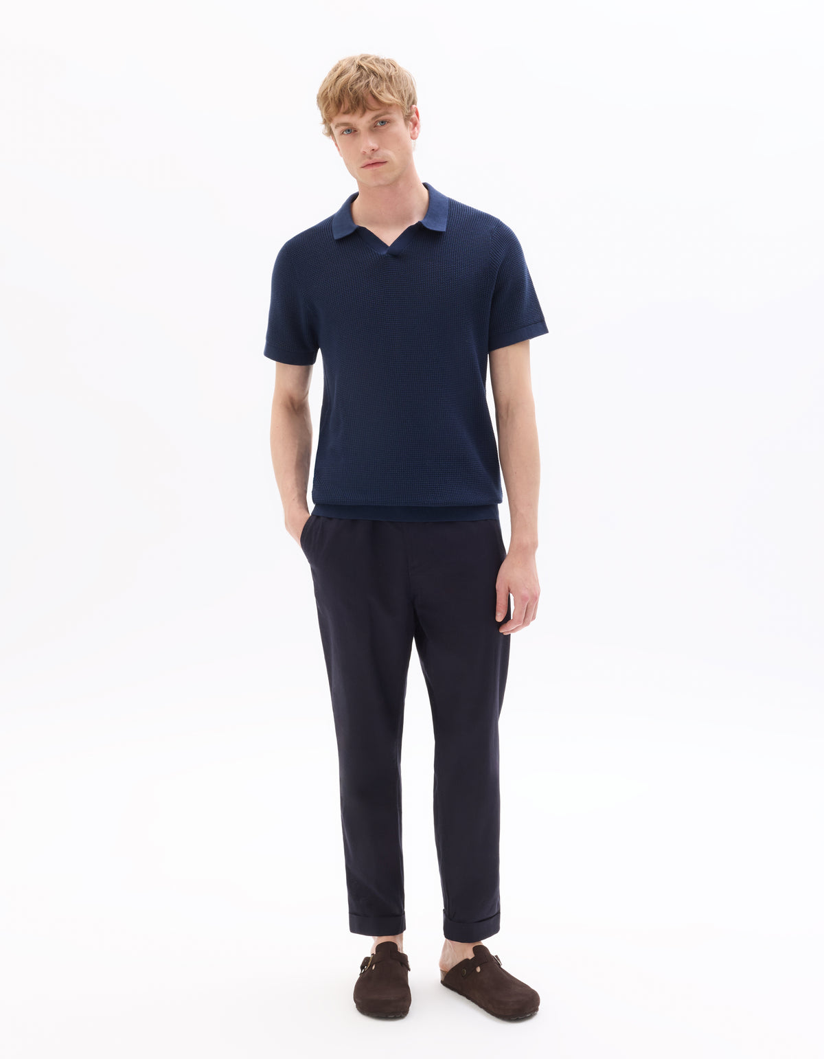 Regular Fit 100% Cotton Polo T-Shirt - Navy Blue