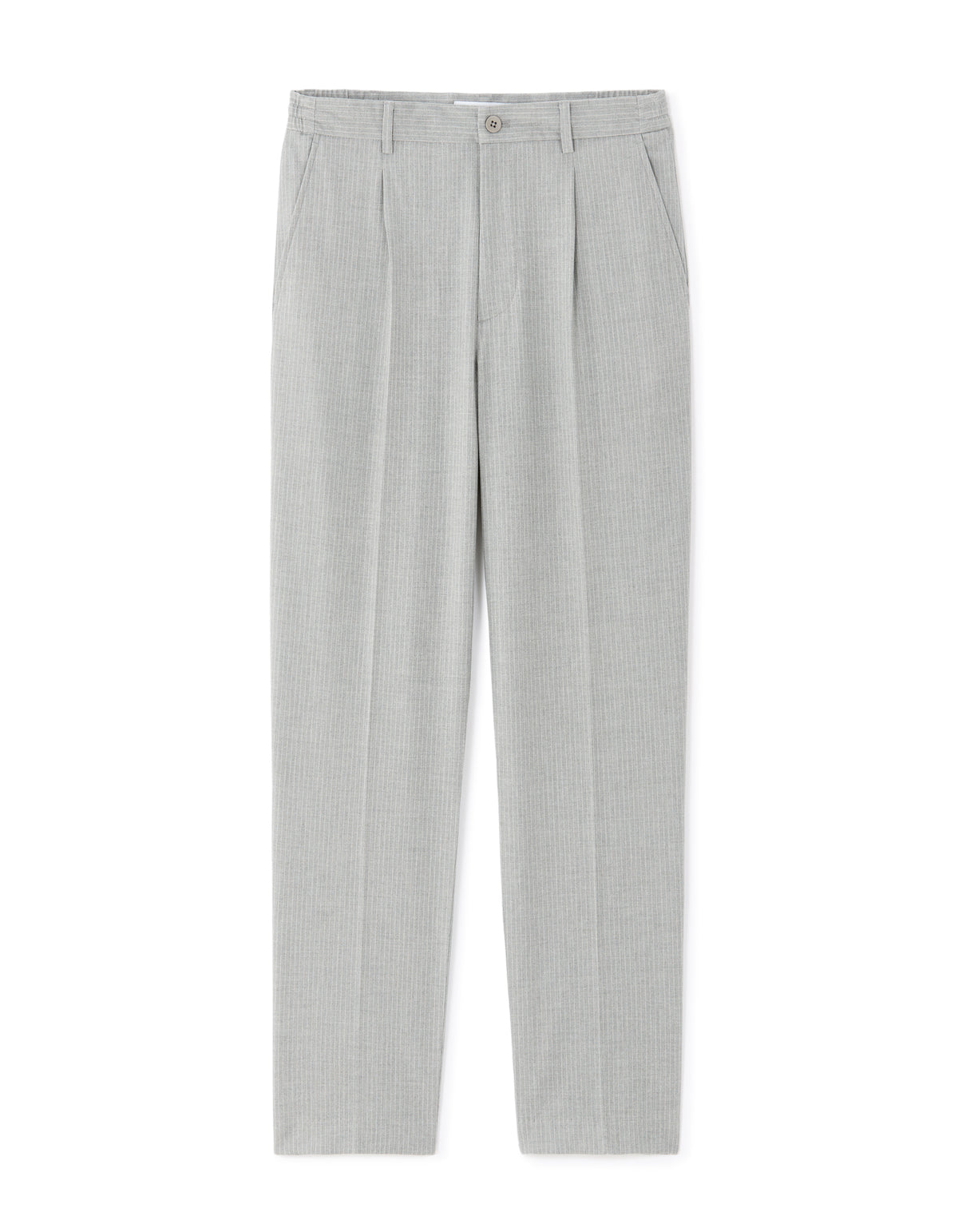 Loose Fit Poly Blend Striped Casual Trouser - Grey