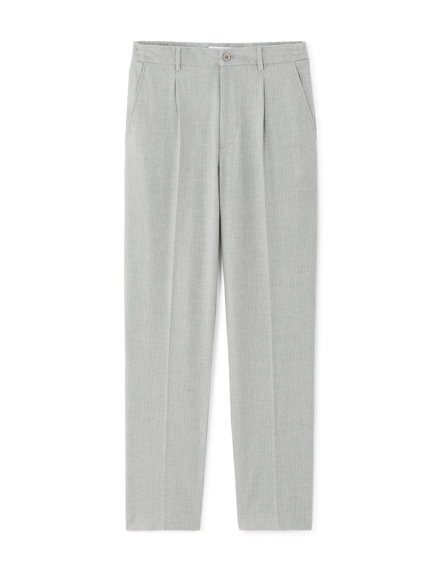 Loose Fit Poly Blend Striped Casual Trouser - Grey