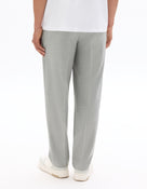 Loose Fit Poly Blend Striped Casual Trouser - Grey