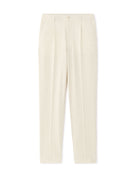Loose Fit Poly Blend Striped Casual Trouser - Off White