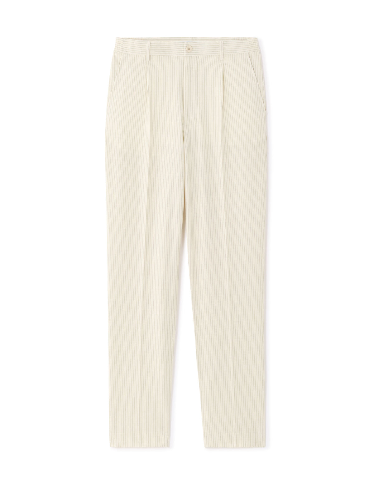 Loose Fit Poly Blend Striped Casual Trouser - Off White