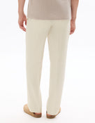 Loose Fit Poly Blend Striped Casual Trouser - Off White
