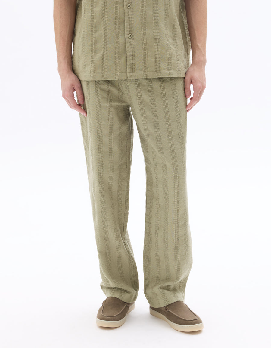 Straight Fit 100% Cotton Solid Casual Trouser - Khaki