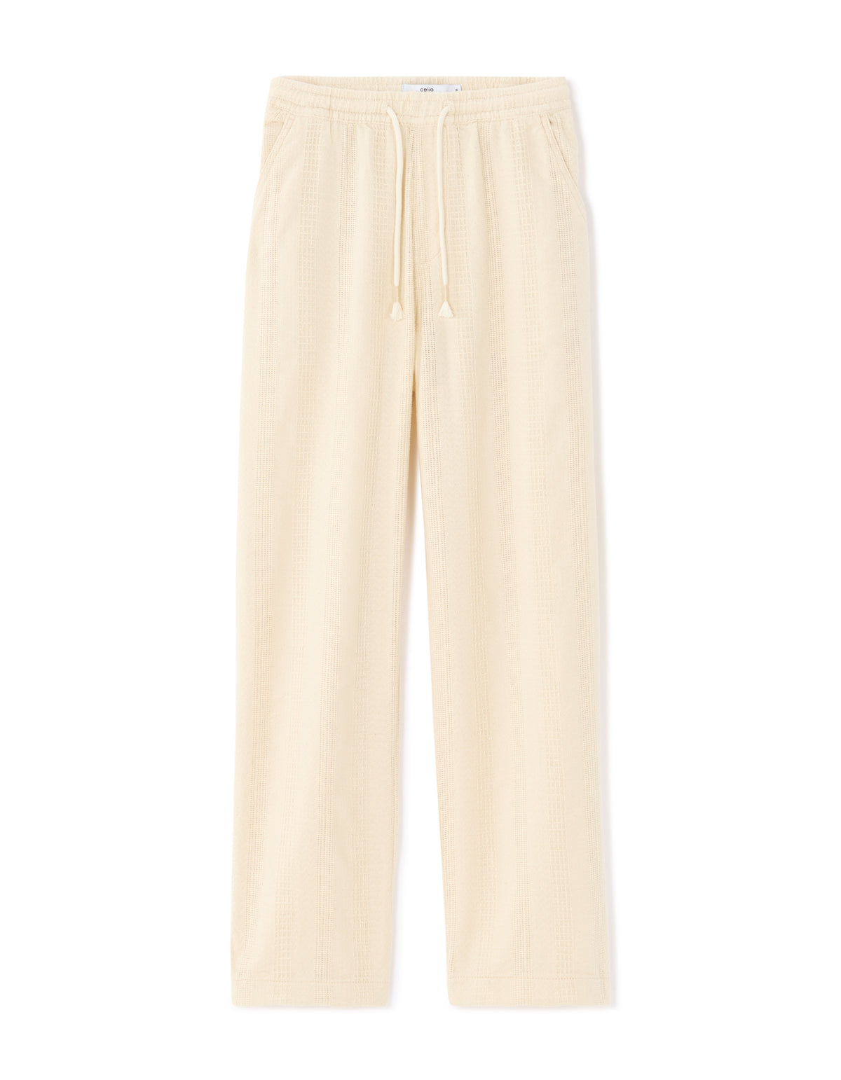 Straight Fit 100% Cotton Solid Casual Trouser - Beige