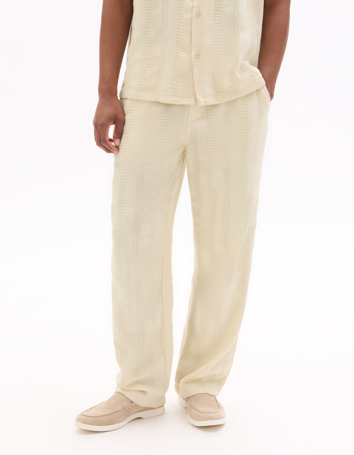 Straight Fit 100% Cotton Solid Casual Trouser - Beige